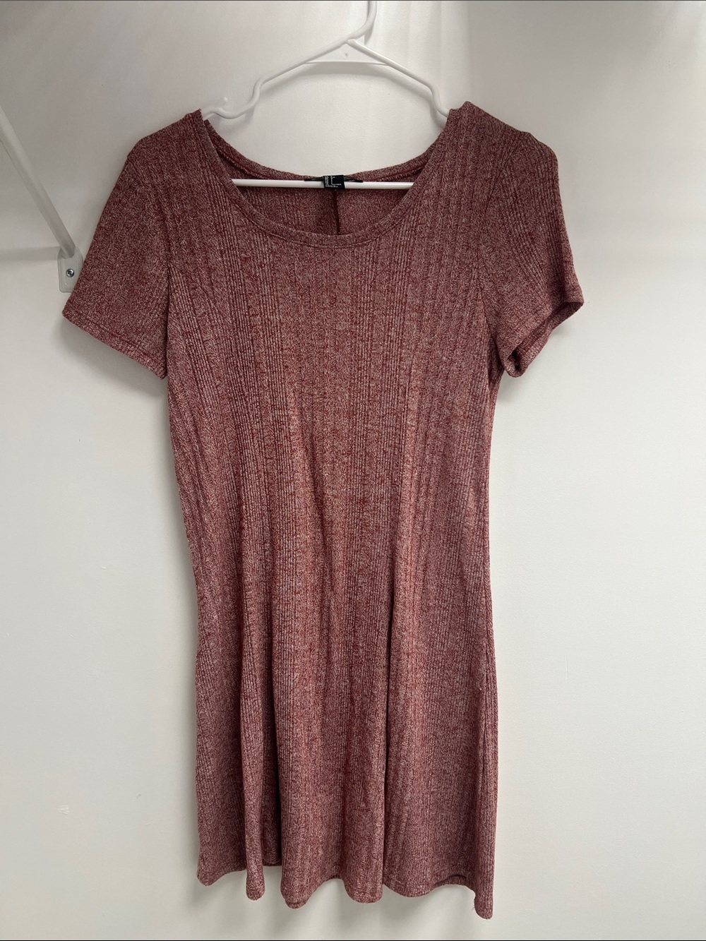 Forever 21 Dusty Rose Ribbed Short Sleeve Mini Dress